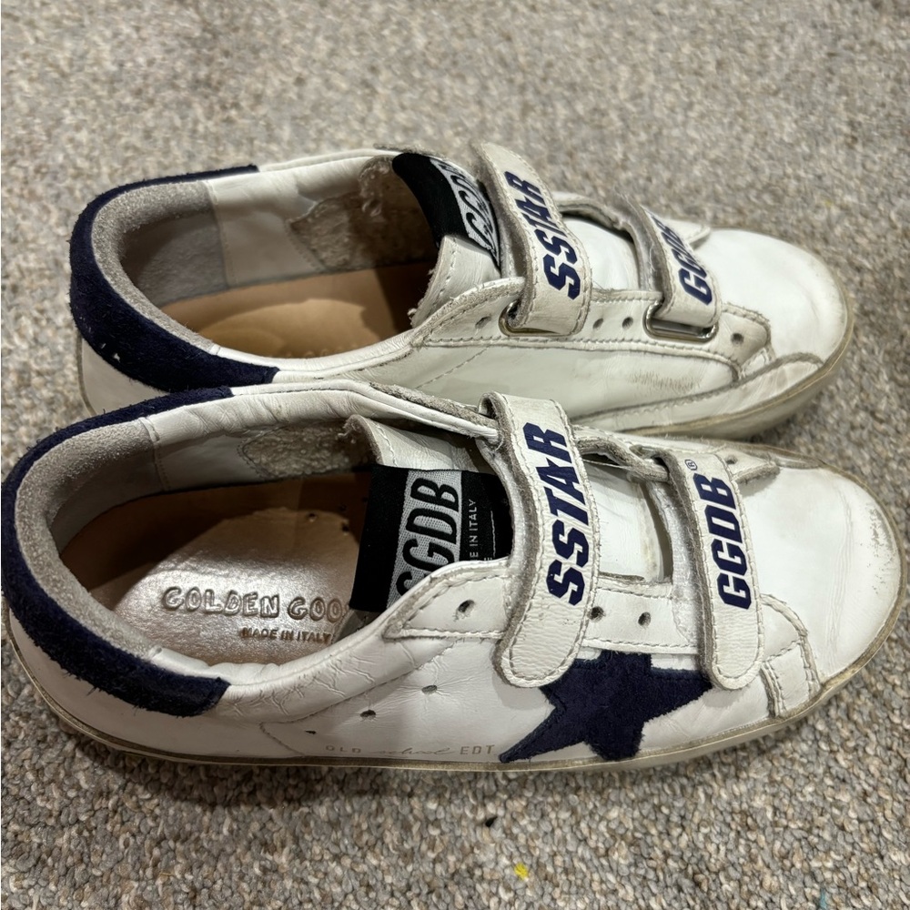 Golden Goose Kids White Sneakers with Navy Accents